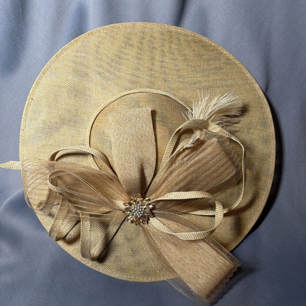 dressfan Fascinator Hat 20s 50s Linen  for Church/Wedding/Cocktail/Tea Party-1